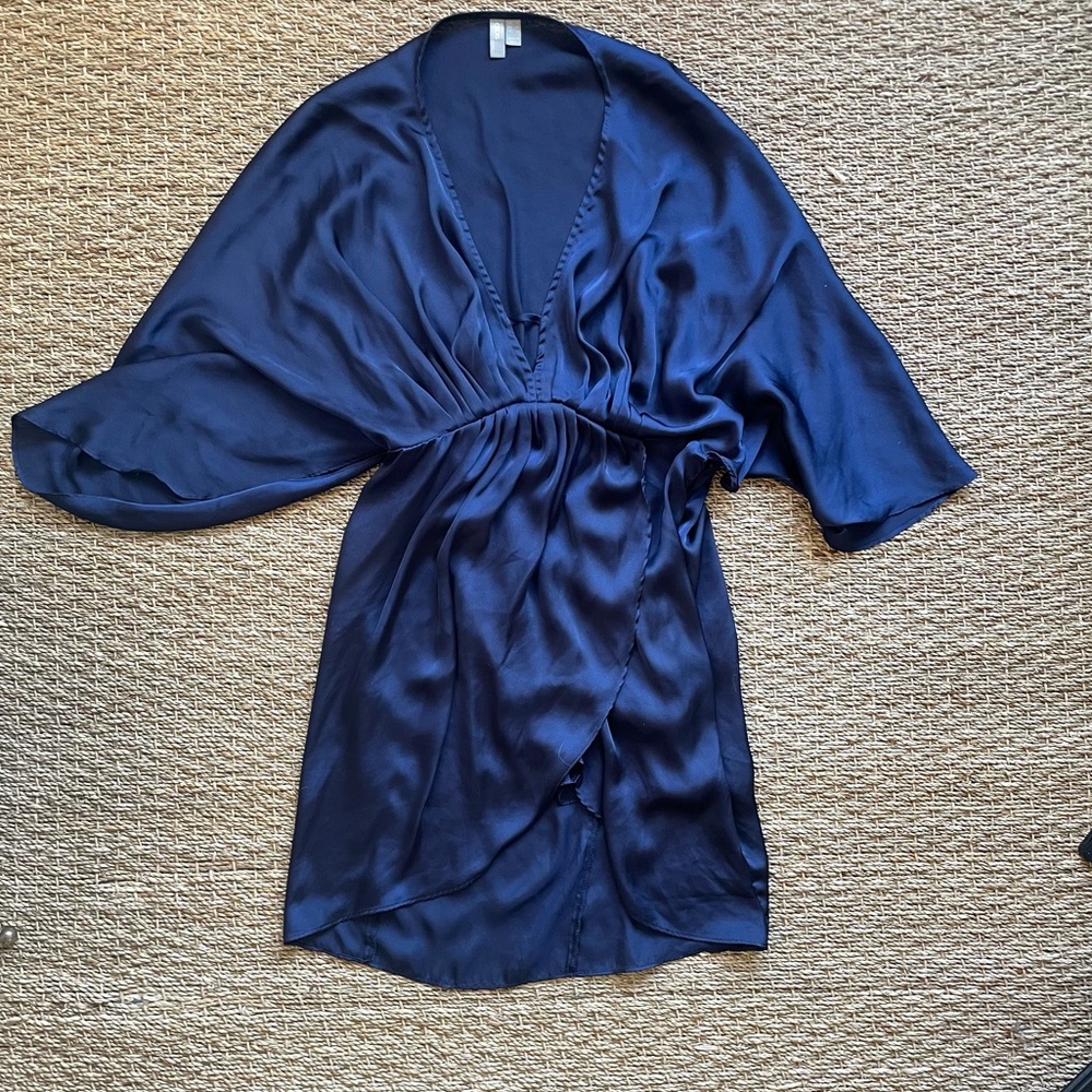 ASOS satin batwing dress (blue, 6)